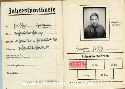 DAF-JAHRES-SPORTKARTE (Mitgliedsbuch) ausgestellt 1940...