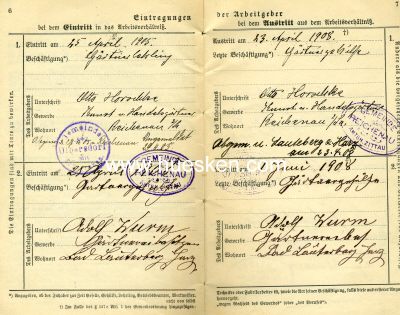Photo 3 : ZITTAU. Arbeitsbuch ausgestellt Zittau 1908 für den...