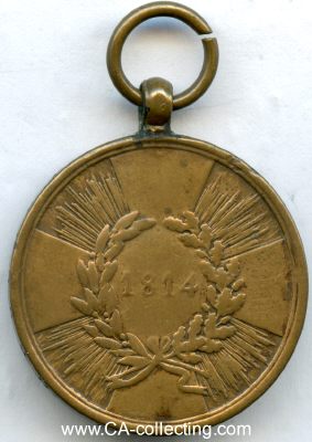 KRIEGS-DENKMÜNZE FÜR KÄMPFER 1814. Bronze....