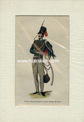 FARBLITHOGRAPHIE eines Husaren des 'I.Husaren-Regiment...