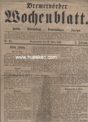 BREMERVÖRDER WOCHENBLATT vom 15.März 1856. 4...