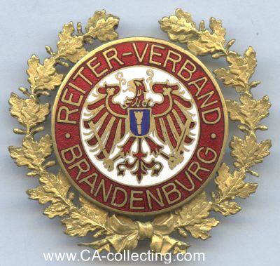 REITER-VERBAND BRANDENBURG. Goldene Ehrennadel um 1930....