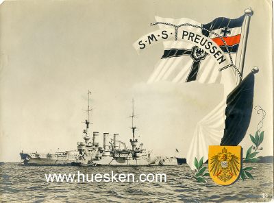 DEKORATIVES PHOTO 18x24cm: 'S.M.S.Preussen' mit farbiger...
