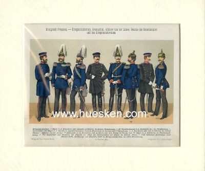FARBIGE KRICKEL-UNIFORMTAFEL um 1900 mit Uniformierten:...