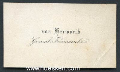 EBERHARD VON HERWARTH. Visitenkarte 'von Herwarth -...