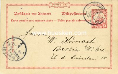 GANZSACHE-POSTKARTE Deutsch-Ostafrika 5 Pesa. 1903 aus...