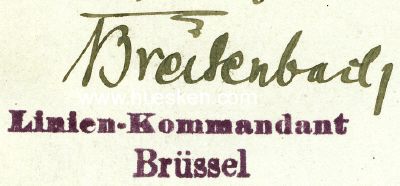BREITENBACH, von. Preußischer Oberst, Kommandant...