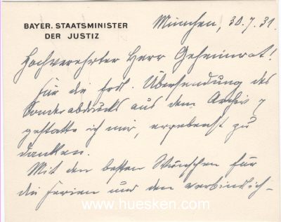 GÜRTNER, Franz. Reichsjustizminister...
