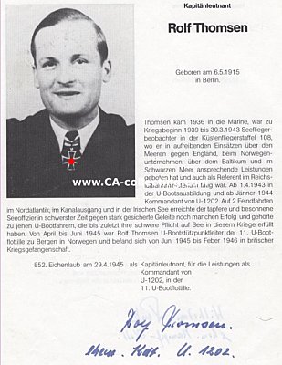 Photo 2 : DENK, Wilhelm. Hauptmann des Heeres, Kampfkommandant von...
