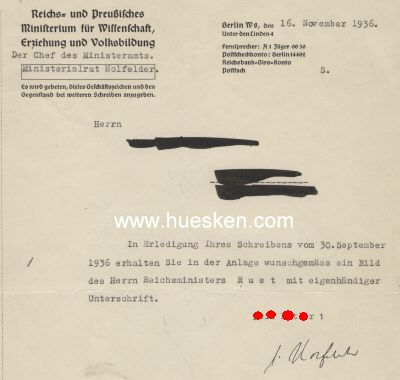 Foto 2 : RUST, Bernhard. Reichsminister für Wissenschaft,...