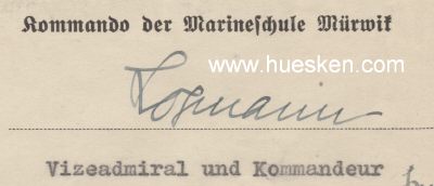 LOHMANN, Walter Georg. Vizeadmiral der Kriegsmarine,...