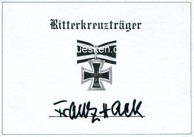 HACK, Franz. SS-Obersturmbannführer, Kommandeur...