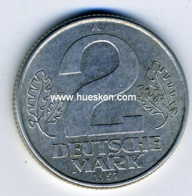 DEUTSCHE DEMOKRATISCHE REPUBLIK (DDR). 2 Mark 1957 A, ss.