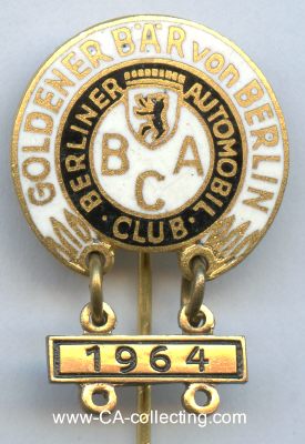 BERLINER AUTOMOBIL CLUB BAC Ehrennadel 'Goldener Bär...