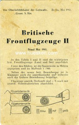 FLUGZEUG-ERKENNUNGSKARTE 'BRITISCHE FLUGZEUGE II' Stand...