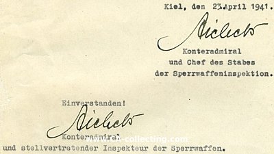 MICHELS, Alexander. Vizeadmiral der Kriegsmarine,...
