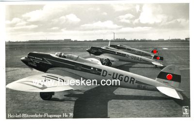 PHOTO-POSTKARTE 'Heinkel-Blitzverkehr-Flugzeuge He 70'.