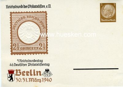 GANZSACHE-POSTKARTE 1940 zum 5. Reichsbundestag 46....