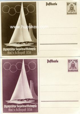2 GANZSACHEN-POSTKARTEN 1936 für die Olympischen...