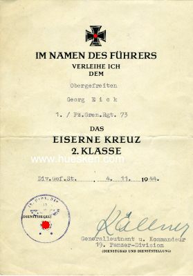 Foto 2 : KÄLLNER, Hans. Generalleutnant des Heeres,...