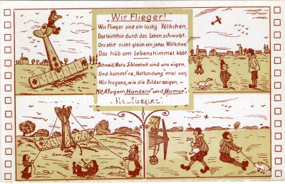 FLIEGERHUMOR-POSTKARTE 'Wir Flieger!'.