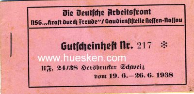 KDF-GUTSCHEINHEFT Gau Hessen-Nassau zur Urlauberfahrt...