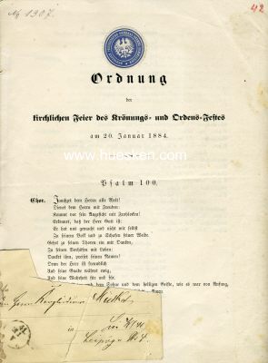 Photo 3 : ORDENSFEST 20. JANUAR 1884. Dokumenten-Nachlass des...