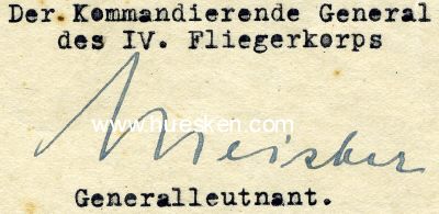 MEISTER, Rudolf. General der Flieger, 1943 Chef...