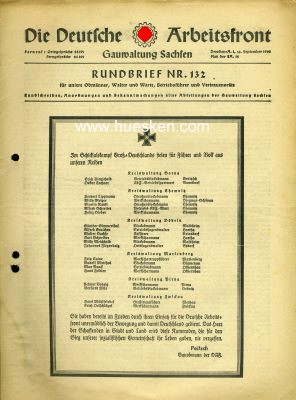 6 x RUNDBRIEFE der Gauwaltung Sachsen aus dem Jahre 1940....