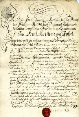 GROßENHAIN. Urkunde aus dem Infanterie-Regiment...