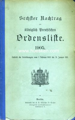 KÖNIGLICH PREUSSISCHE ORDENSLISTE 1910. Sechster...