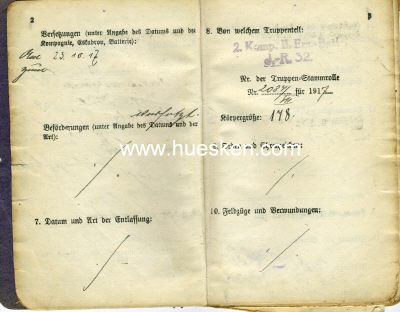 Photo 3 : MILITÄRPASS JK 1917 für den Musketier Bauer aus...