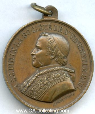BRONZENE MEDAILLE 1855 Papst Pius IX. (von Alphée...