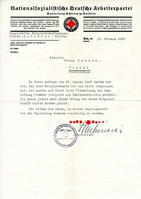 DIENSTSCHREIBEN der NSDAP-Gauleitung Schleswig-Holstein...