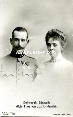 PHOTO-POSTKARTE Erzherzogin Elisabeth, Alois Prinz von...