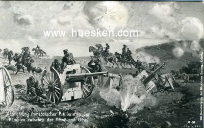 POSTKARTE 'Vernichtung französischer Artillerie in...