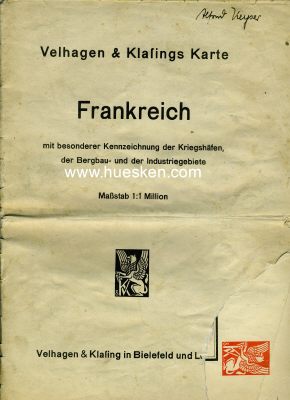 LANDKARTE 'FRANKREICH' mit besonderer Kennzeichnung der...