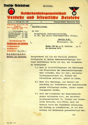 DAF-DIENSTSCHREIBEN des Reichsfachgruppenleiters Engel an...