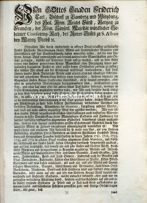 WÜRZBURG. Gedrucktes Edikt 1738 im Namen des...