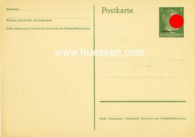 GANZSACHE-POSTKARTE 5 Pfennig Ostland 1941-1944,...