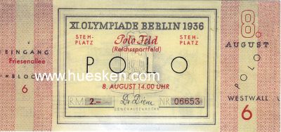 EINTRITTSKARTE 'Polo' Reichssportfeld 8.August 14.00 Uhr,...