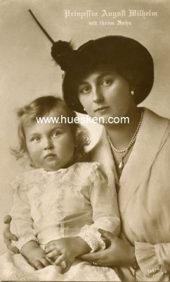 PHOTO-POSTKARTE Prinzessin August Wilhelm mit ihrem Sohn