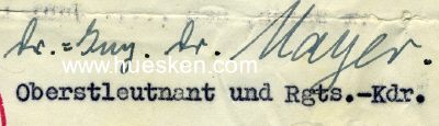 MAYER, Dr. Dr. Ing. Johannes. General der Infanterie,...