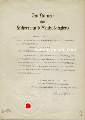 Foto 2 : RÖVER, Carl. NSDAP-Gauleiter und Reichsstatthalter...