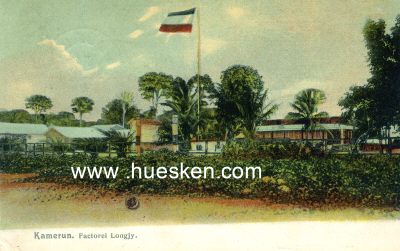 FARB-POSTKARTE Kamerun - Factorei Longjy. 1907 gelaufen,...