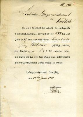 ROCHLITZ. Brief 1888 des Bürgermeisters Pfeifer mit...