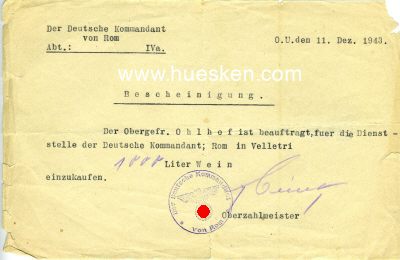 BESCHEINIGUNG 1943 der Dienststelle des Deutschen...