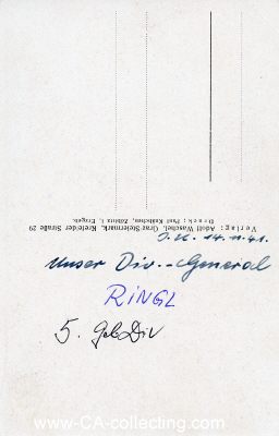 Photo 2 : RINGEL, JULIUS. Photo-Postkarte als Generalmajor. Verlag...