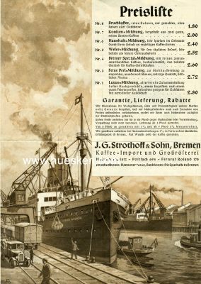 J.G. STROTHOFF & SOHN BREMEN (Kaffee) Preisausschreiben...