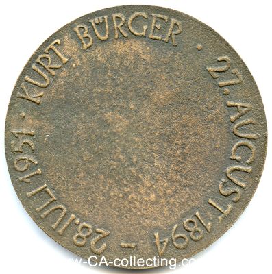 Foto 2 : KURT BÜRGER-ERINNERUNGSPLAKETTE. Bronze. 82mm. In...